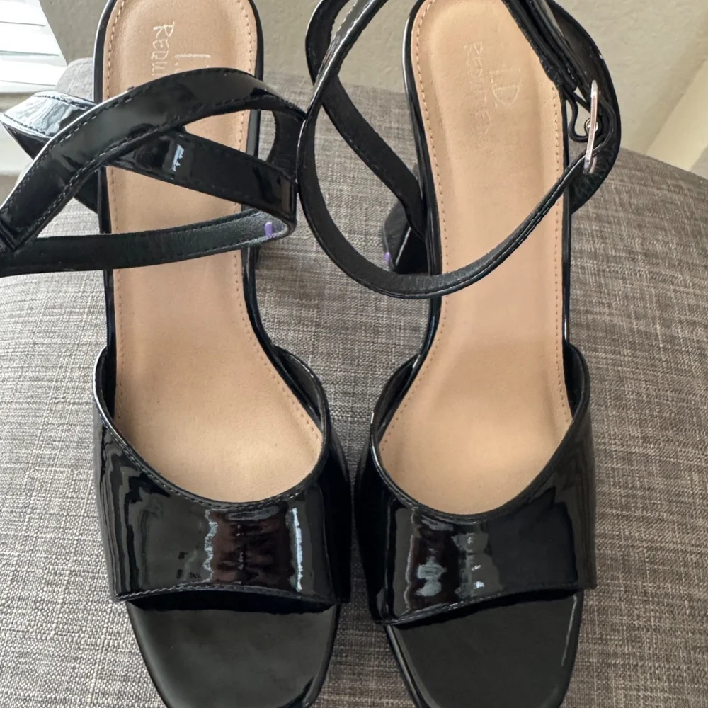 I.D Required Black Patent Heels | Ankle Strap | Size 7.5 M Platform Party